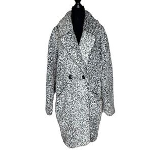 LUCKY BRAND Oversized Grey Sherpa Teddy Coat Faux Shearling Size Large